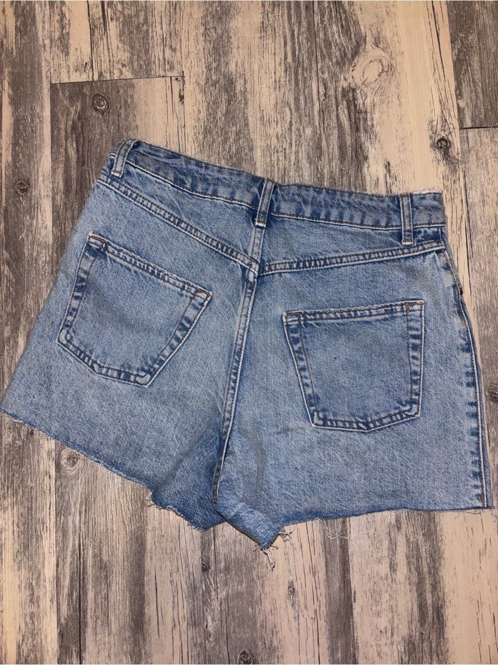 Topshop Light Blue Distressed Denim Shorts - Picture 3 of 3